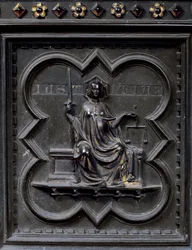 Justice, panel G of the South Doors of the Baptistery of San Giovanni